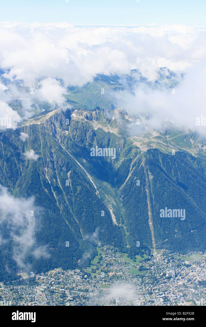 Vue d'Ariel, Chamonix Mont-Blanc, France Banque D'Images