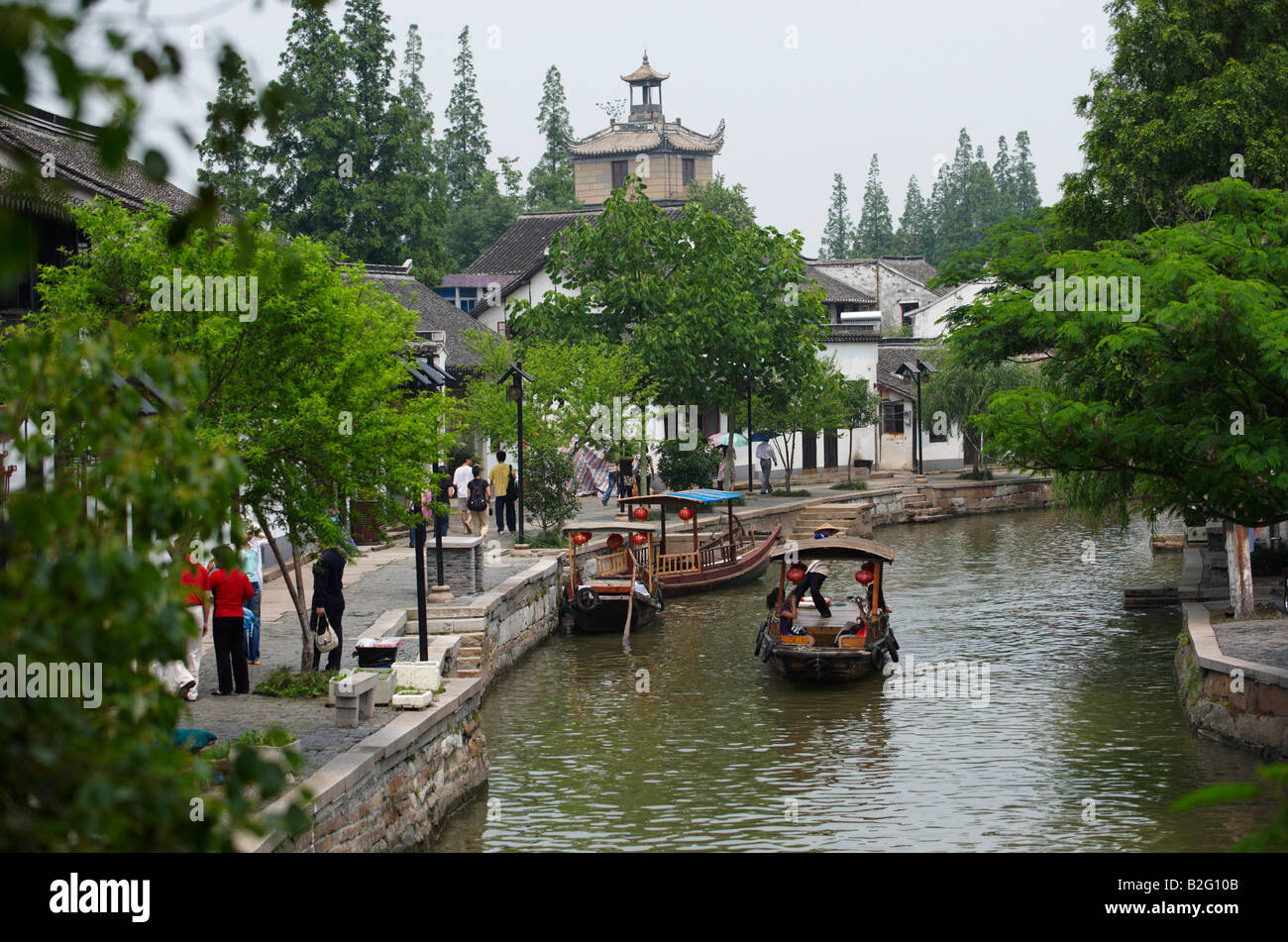 Rivière Zhujiajiao Shanghai China Town Banque D'Images