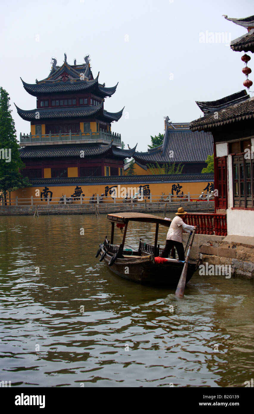 Rivière Zhujiajiao Shanghai China Town Banque D'Images
