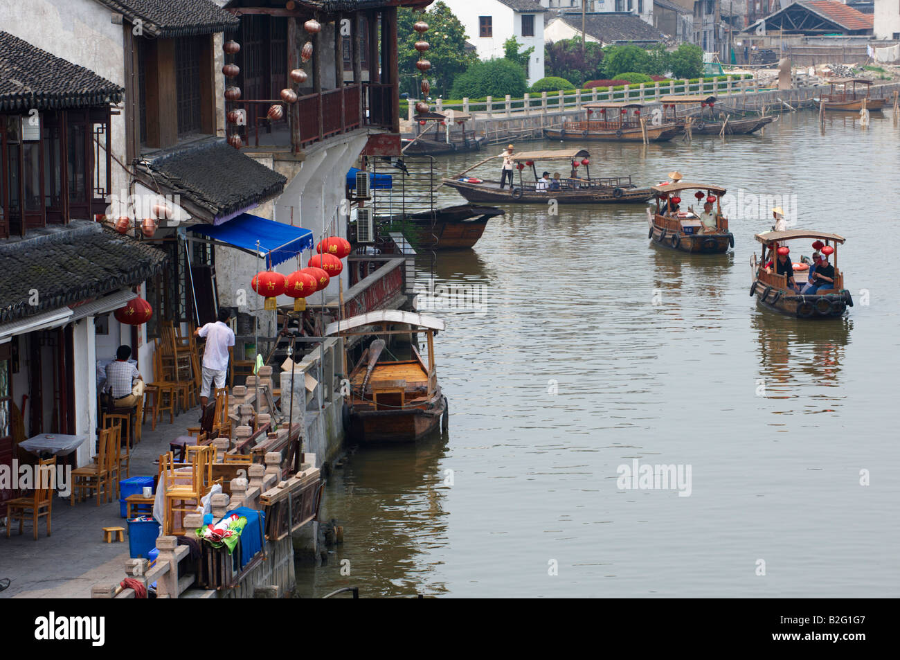 Rivière Zhujiajiao Shanghai China Town Banque D'Images