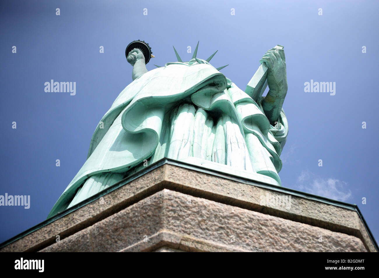 De la Statue de la liberté, de la plate-forme d'observation, en dessous. Banque D'Images