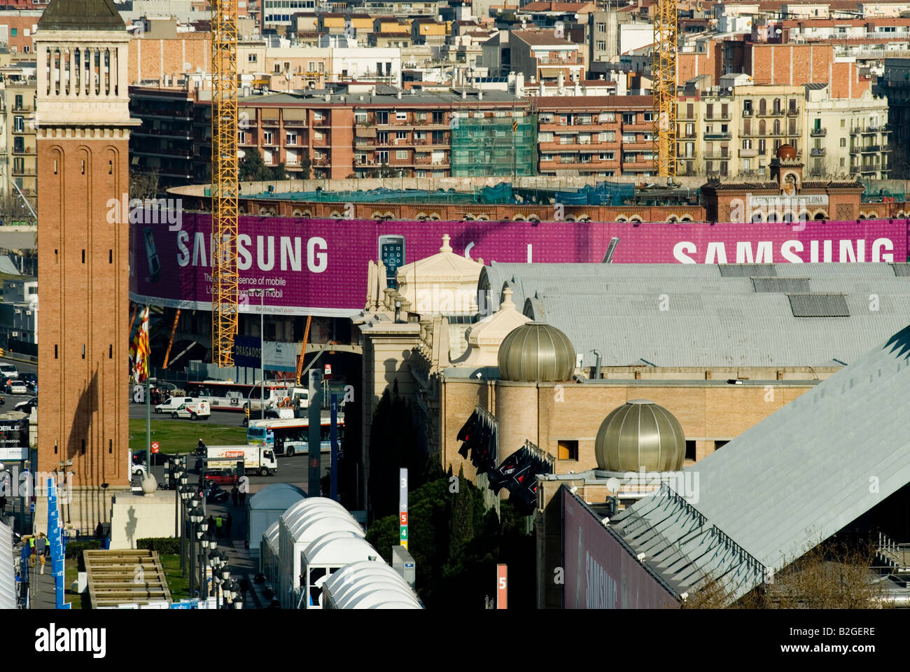 Commerce de téléphone samsung gsma Barcelone Espagne 2008 affiche de billboard Banque D'Images