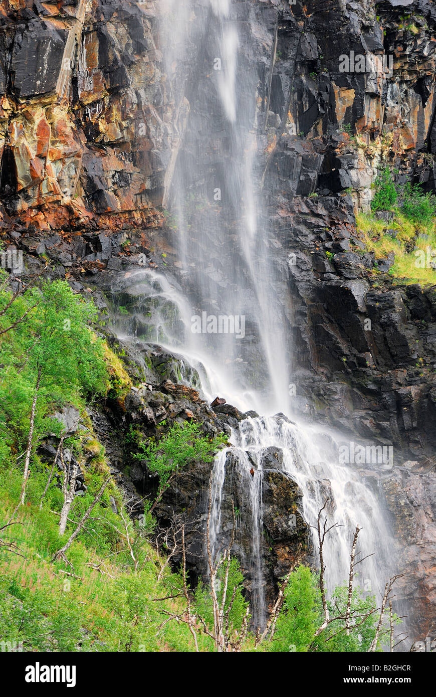 Cascade chute d'sjoefallet laponiea stora np laponie Scandinavie Banque D'Images