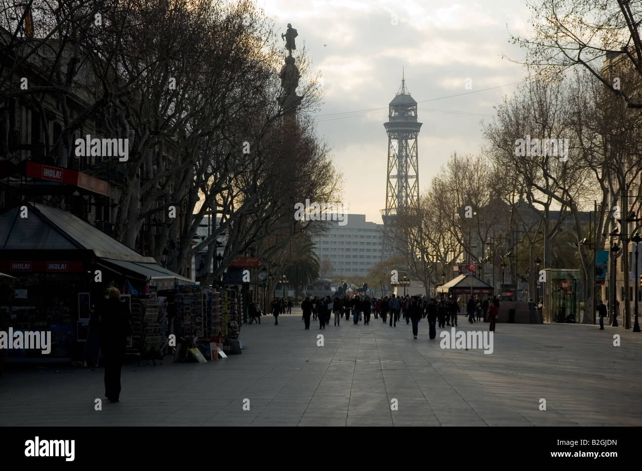 Ion las rambla Barcelona Espagne le soir Banque D'Images