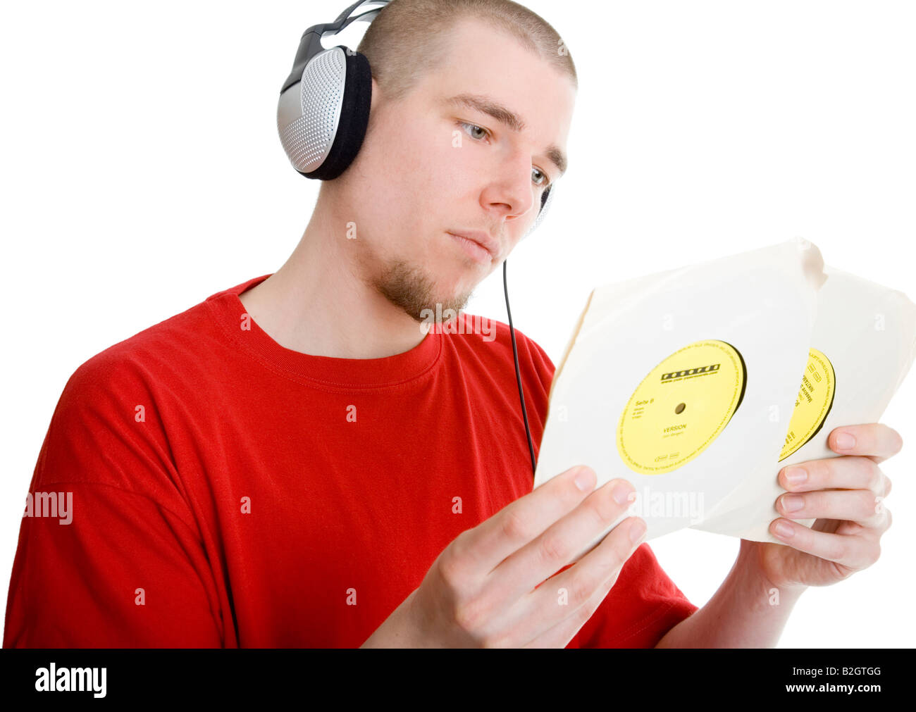 Disc Jockey dj headphones vinyl record musique pop Banque D'Images