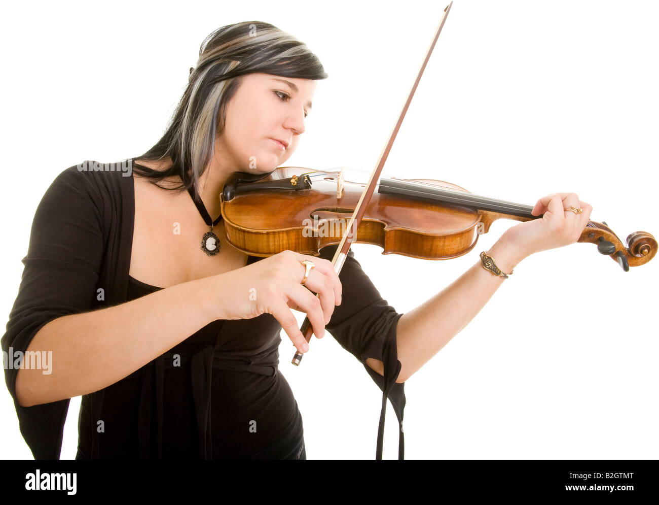 Musicien femelle femelle jeune femme violoniste violon jouant les gens Banque D'Images
