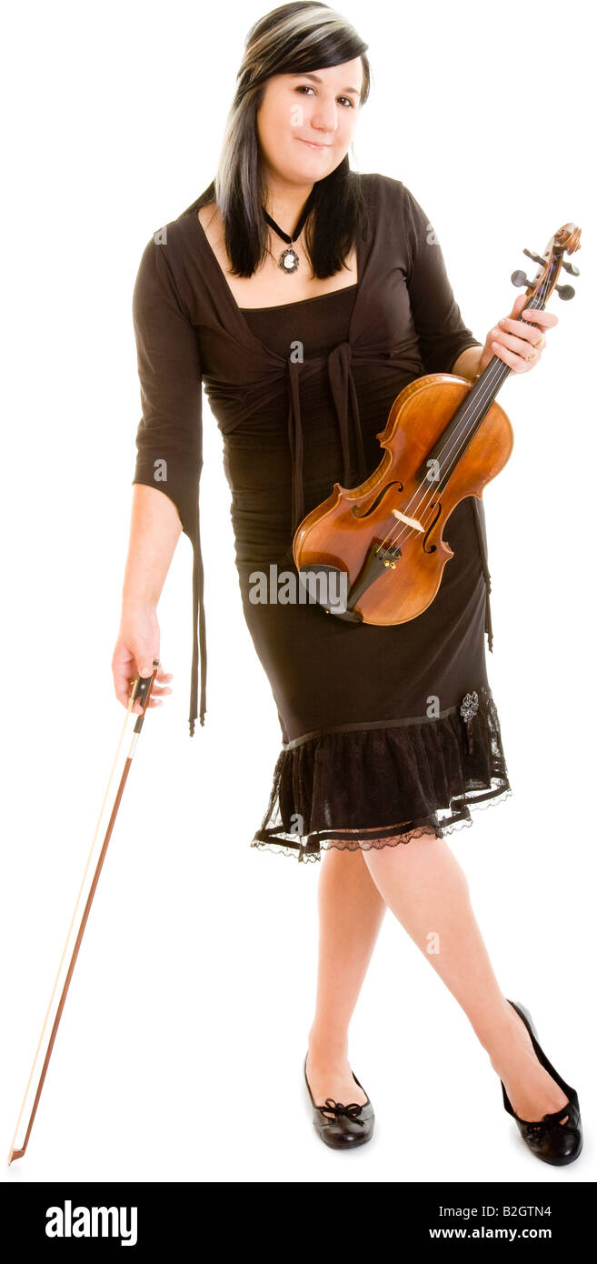 Musicien femelle femelle jeune femme violoniste violon jouant les gens Banque D'Images