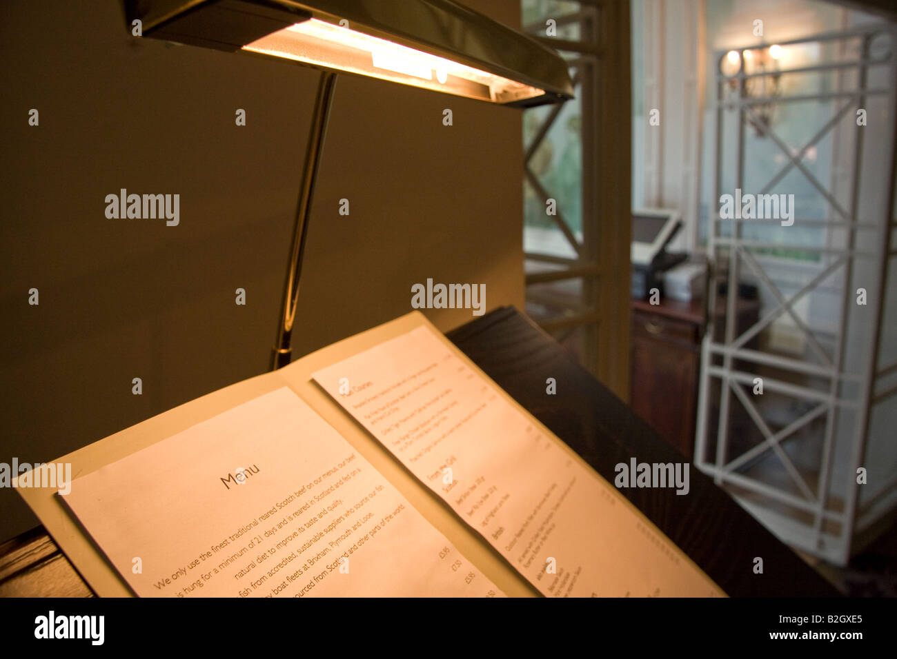 Panneau de menu dans cinq étoiles Banque D'Images