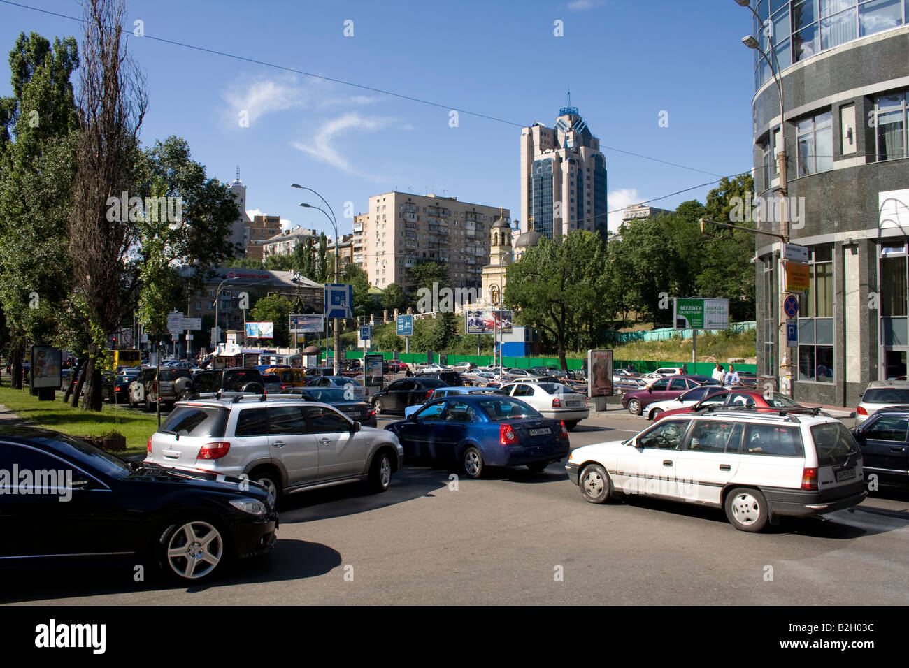 Embouteillage à Kiev Banque D'Images