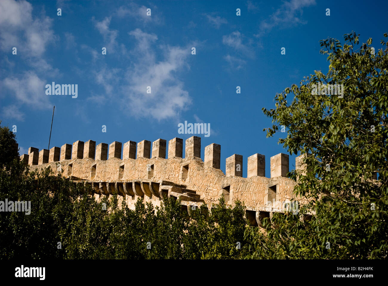 Mur de défense du Castell de Capdepera, Majorque, Îles Baléares, Espagne Banque D'Images