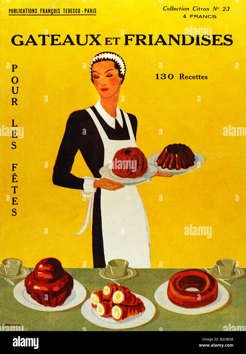 Recettes de desserts français 1921 brochure pour cuisine de fête gâteaux, friandises et des friandises gâteaux et friandises Banque D'Images