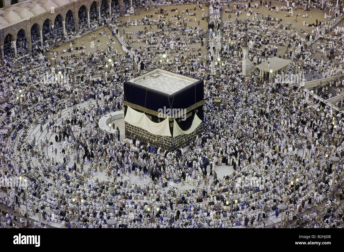 Géographie / billet, l'Arabie Saoudite, la Mecque, la Kaaba, sanctum des Musulmans, Pilgrim, vue aérienne, la religion, l'Islam, faire un pèlerinage Banque D'Images