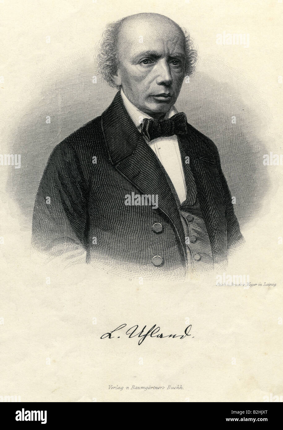 Uhland, Ludwig, 26.4.1787 - 13.11.1862, l'auteur allemand / écrivain, portrait, gravure sur cuivre, 19e siècle, l'artiste n'a pas d'auteur pour être effacé Banque D'Images