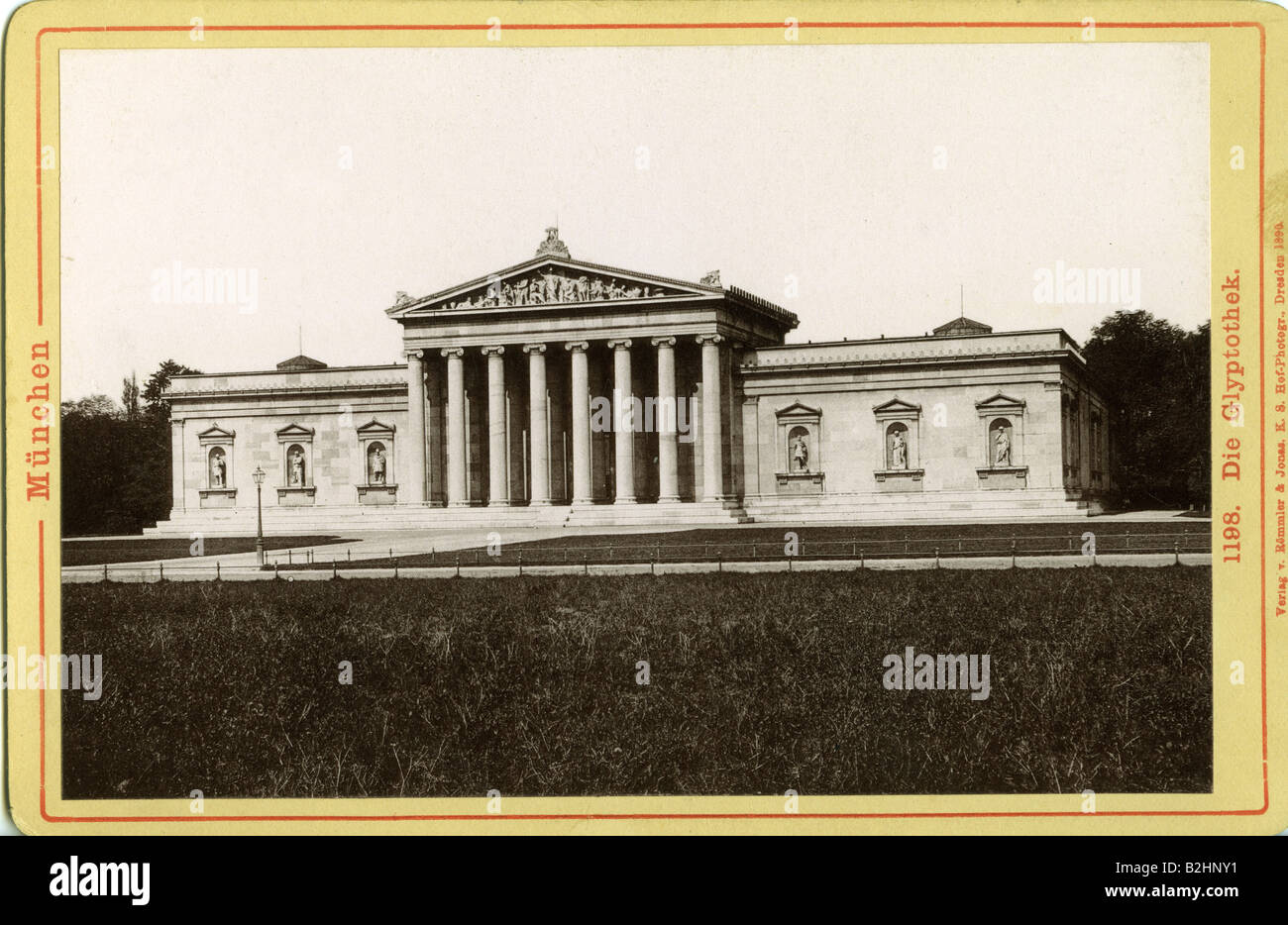 Géographie / voyages, Allemagne, Munich, Glyptothek, construit 1816 - 1830, architecte: Leo von Klenze, vue extérieure, Römmler et Jonas, 1890, Maxvorstadt, architecture, classicisme, musée, Bavière, Europe, XXe siècle, historique, Königsplatz, Koenigsplatz, Konigsplatz, Roemmler, Rommler, Rommler, Banque D'Images