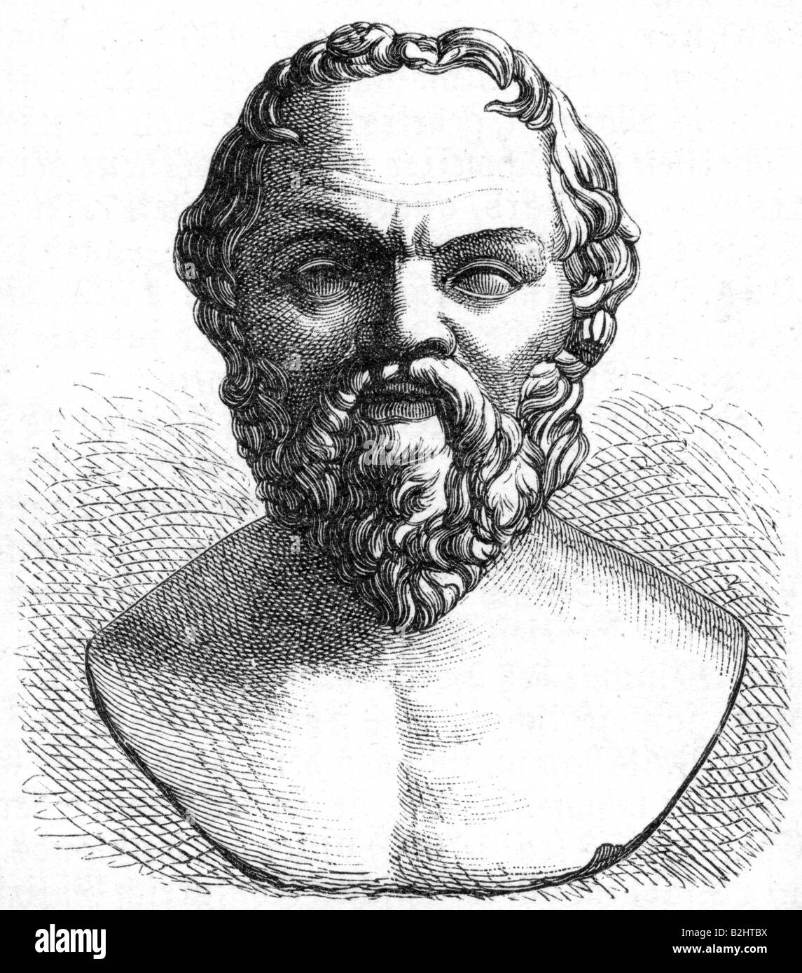 Socrates, 469 - 399 av. J.-C., philosophe grec, portrait, gravure en bois après la buste ancienne, XIXe siècle, Banque D'Images