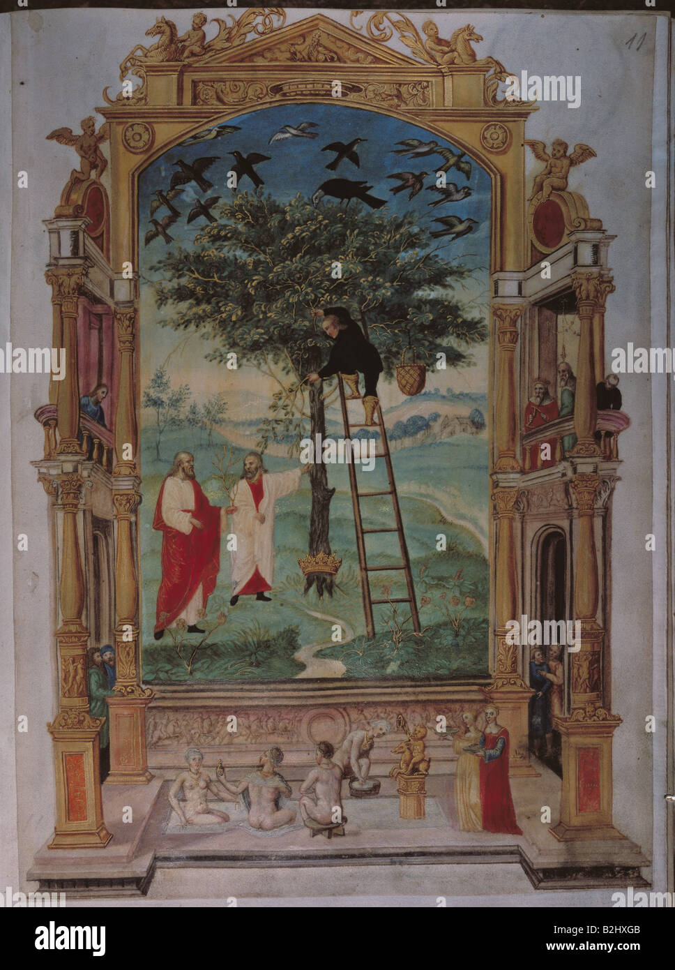 Alchimie, allégorie, arbre de vie, 'Slis fournisseur', miniature, Augsbourg, vers 1600, Germanisches Nationalmuseum, Nuremberg, , Banque D'Images