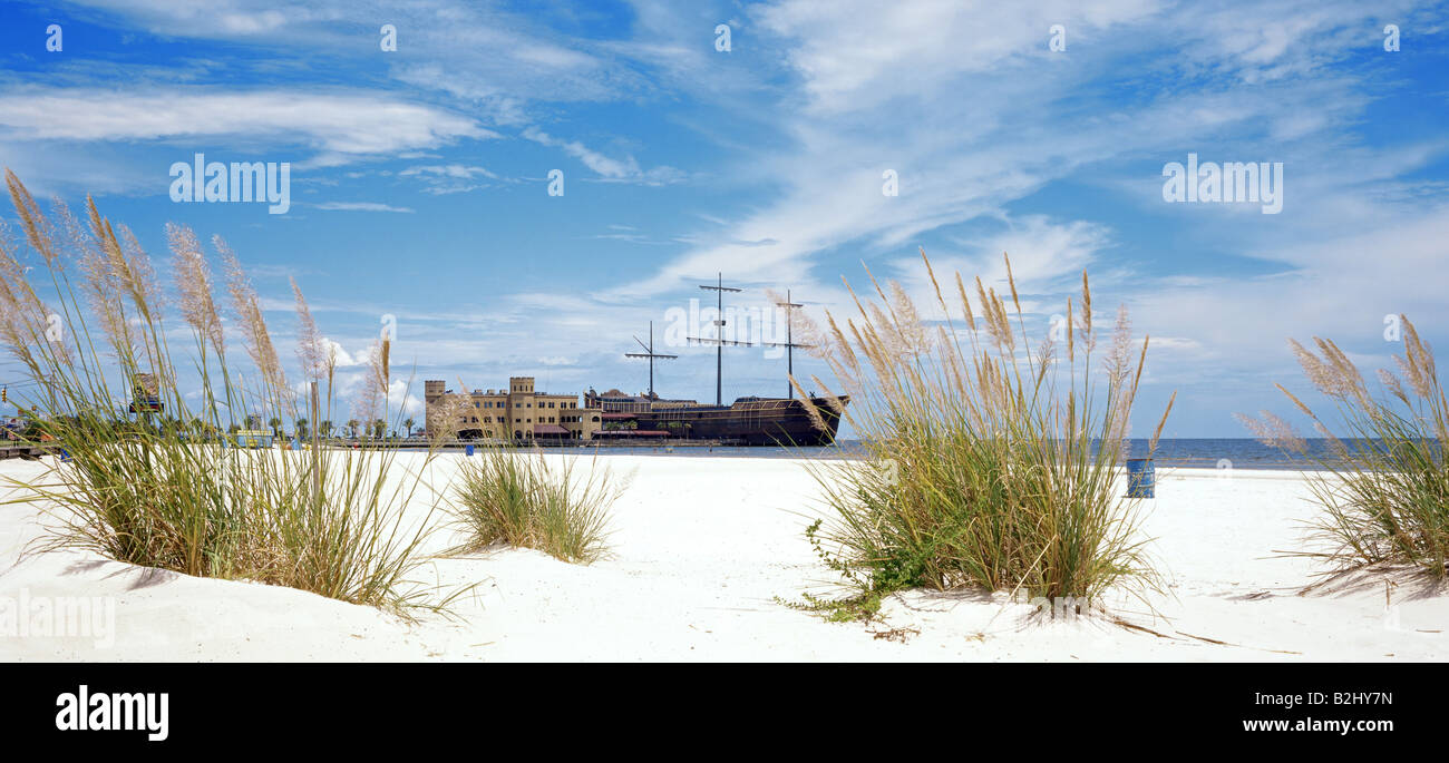Géographie / voyages, USA, au Mississippi, plage de Biloxi, maison de vacances, vacances, vacances, Casino Treasure Bay casino, navire, sable, Banque D'Images