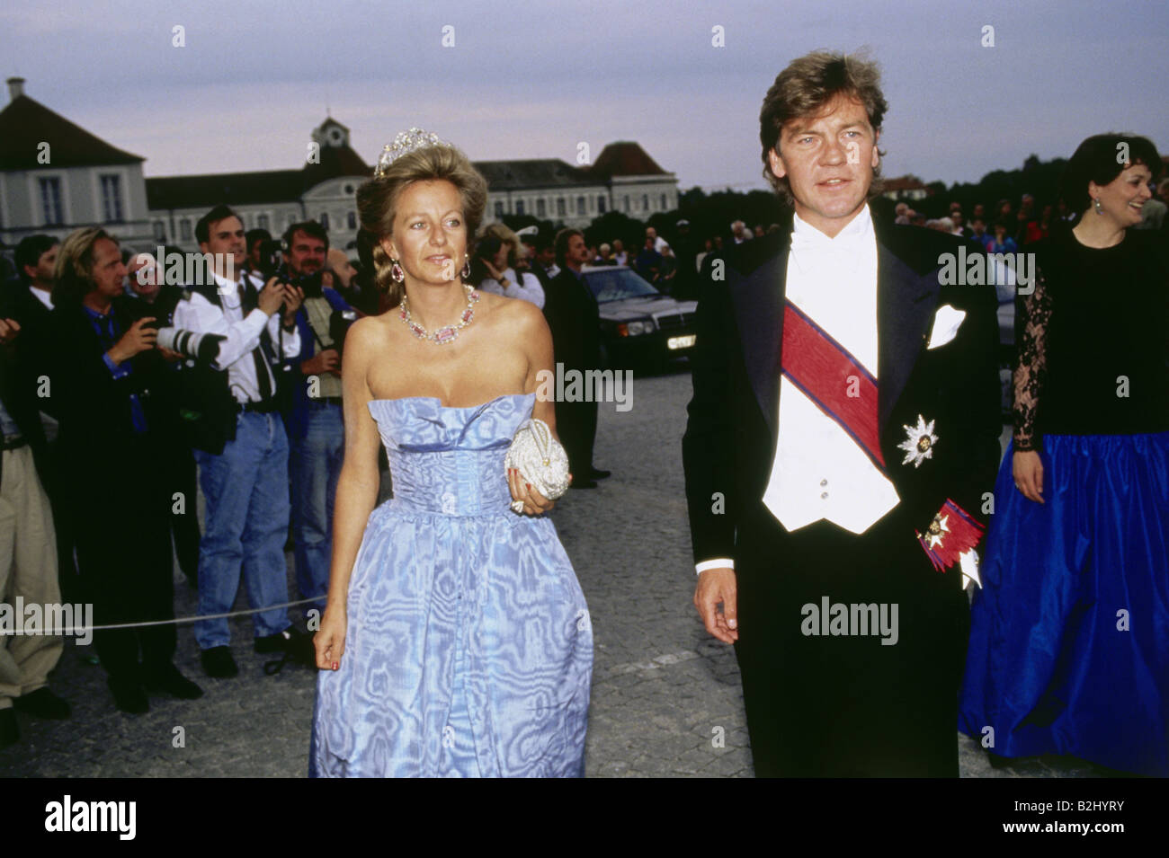Ernest Augustus V, * 26.2.1954, Prince de Hanovre, avec 1ère épouse Chantal, festivité du mariage d'Aois von und zu Liechtenstein avec Sophie in Bayern, Château de Nymphenburg, 28.6.1993, , Banque D'Images