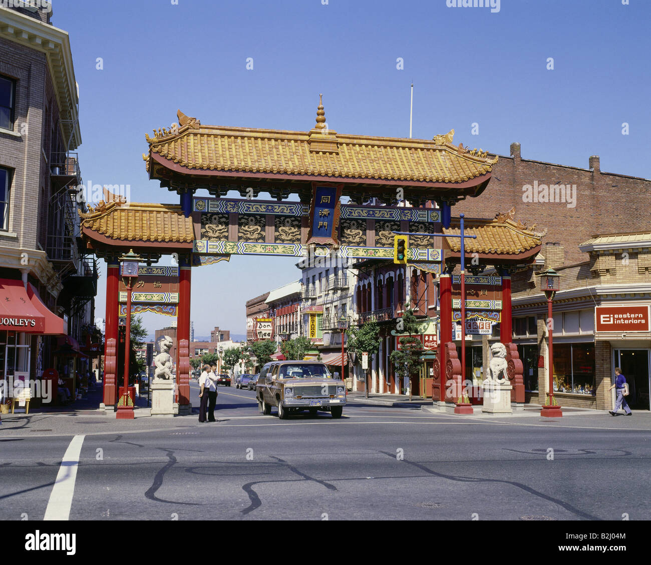 Géographie / voyages, Canada, Victoria, Chinatown, Chinatown Gate, chinois, rues, Fisgard Street, Banque D'Images