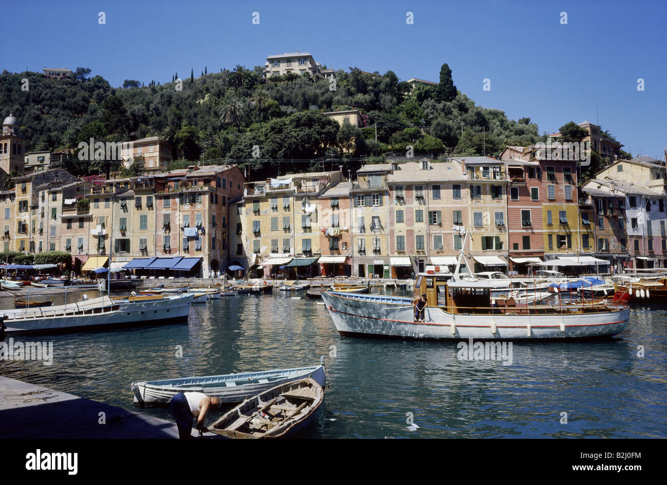Géographie / voyages, Italie, Portofino, aperçus, ville, port, vue, vue, Gênes, province, riviera italienne, méditerranéenne, Banque D'Images