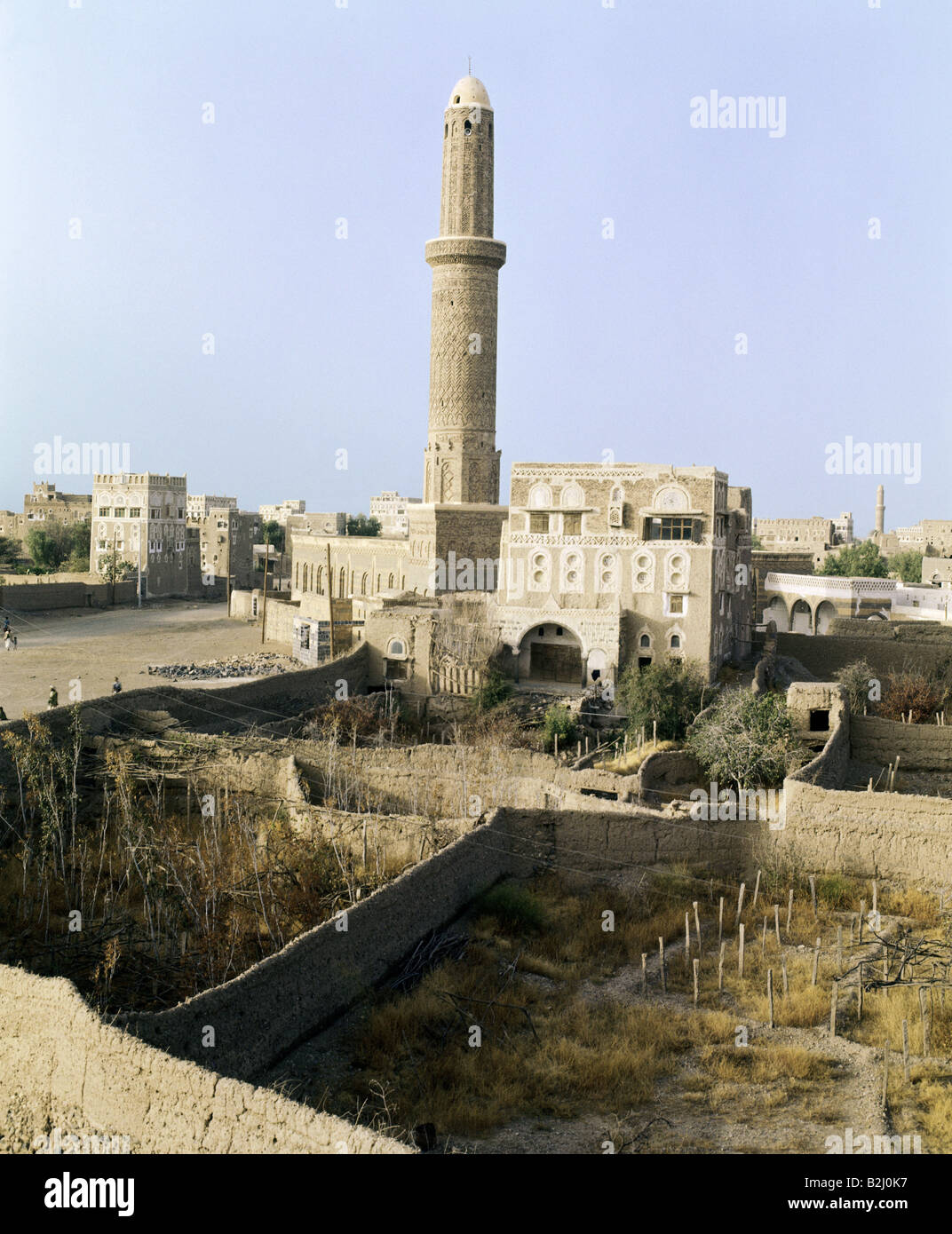 Géographie / voyages, Yémen, Sanaa, mosquée, nord, minaret, islam, capitale, UNESCO site du patrimoine culturel mondial / sites, Banque D'Images