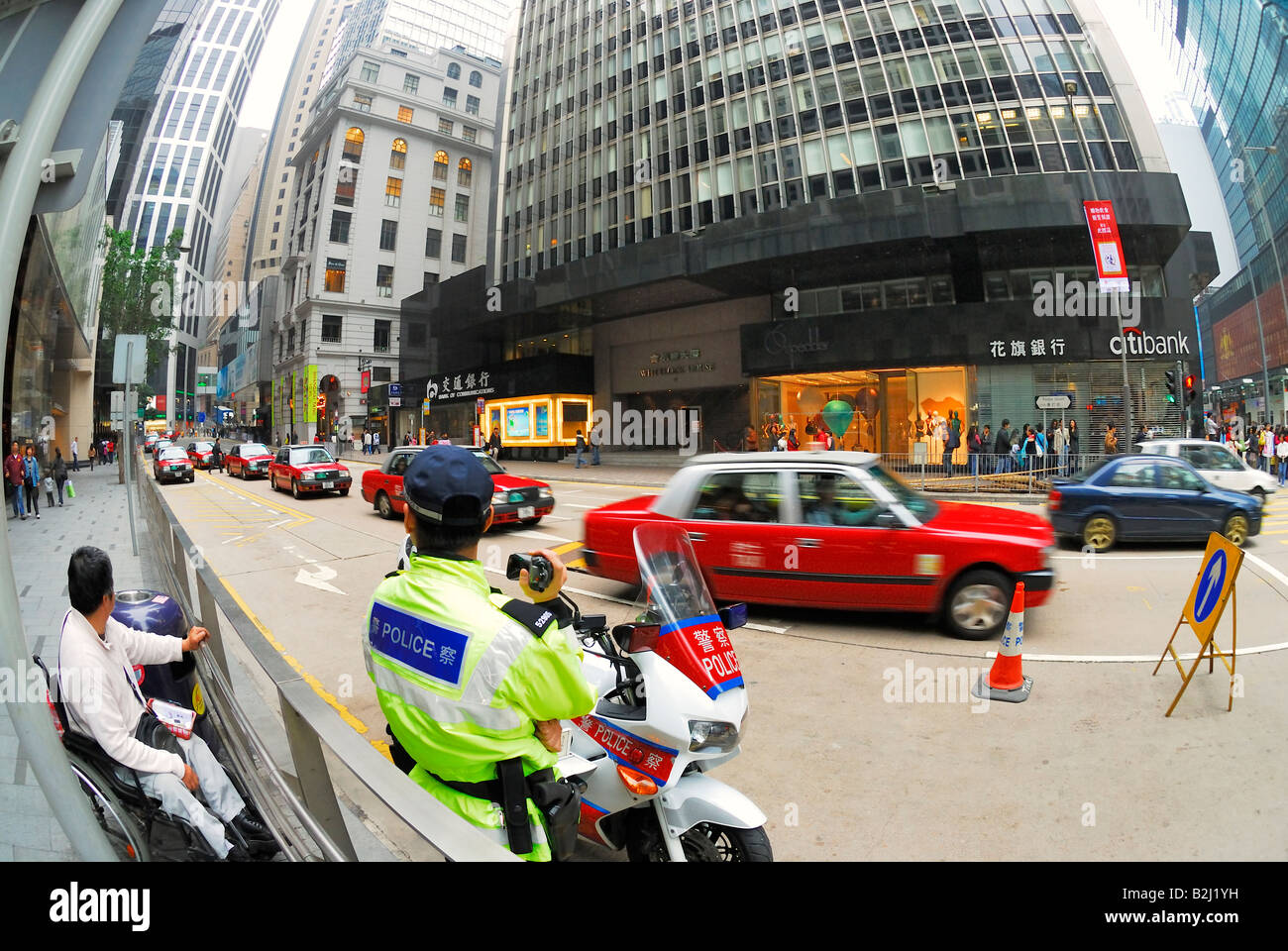 Paysage de rue au centre-ville de la circulation Hongkong Hong Kong, Chine Banque D'Images