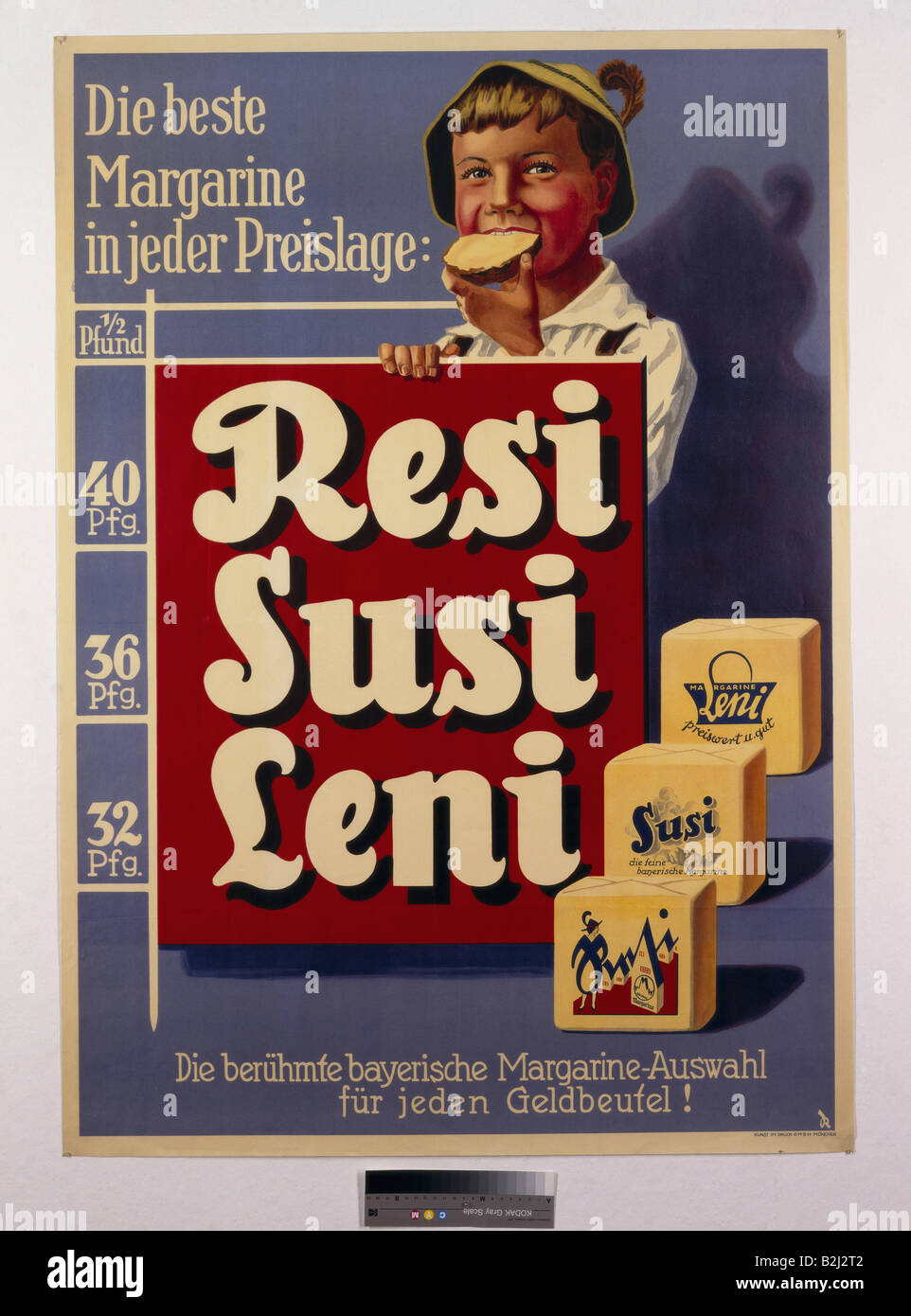 Publicité, nourriture, margarine, 'Resi, Susi, Leni', affiche, 1950, Munich, Banque D'Images