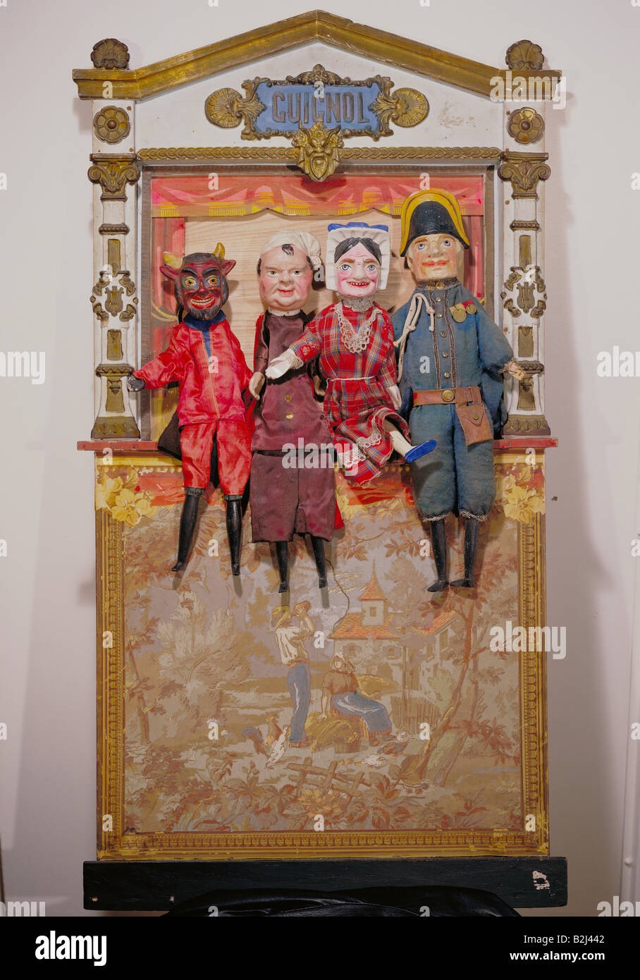 Théâtre, théâtre de marionnettes, marionnettes de France et de Thuringe, théâtre Guignol, France, 2ème moitié du XIXe siècle, Banque D'Images