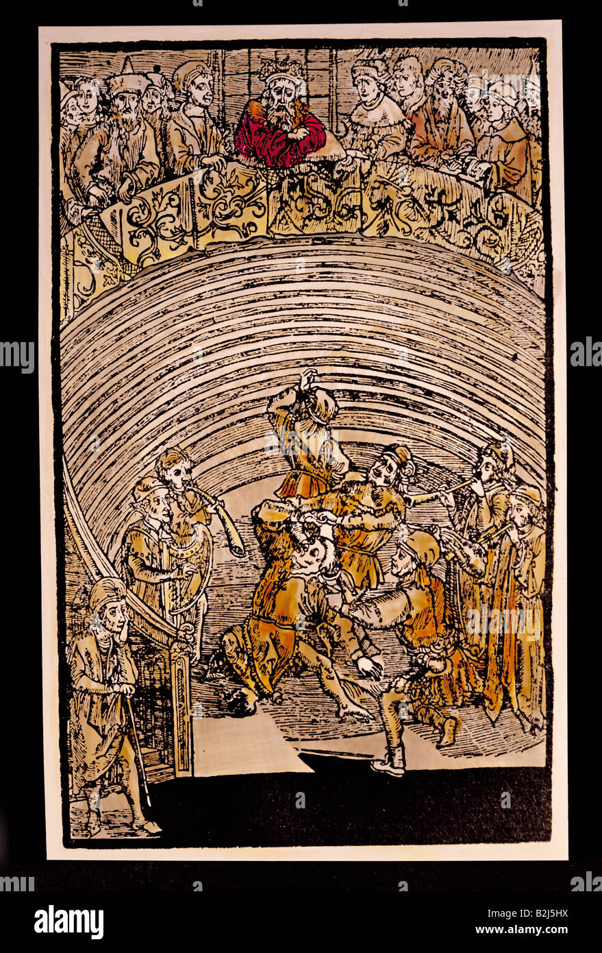 Danse, 'Morris Dance', festity d'un prince allemand, coupe de bois, vers 1500, collection privée, , Banque D'Images
