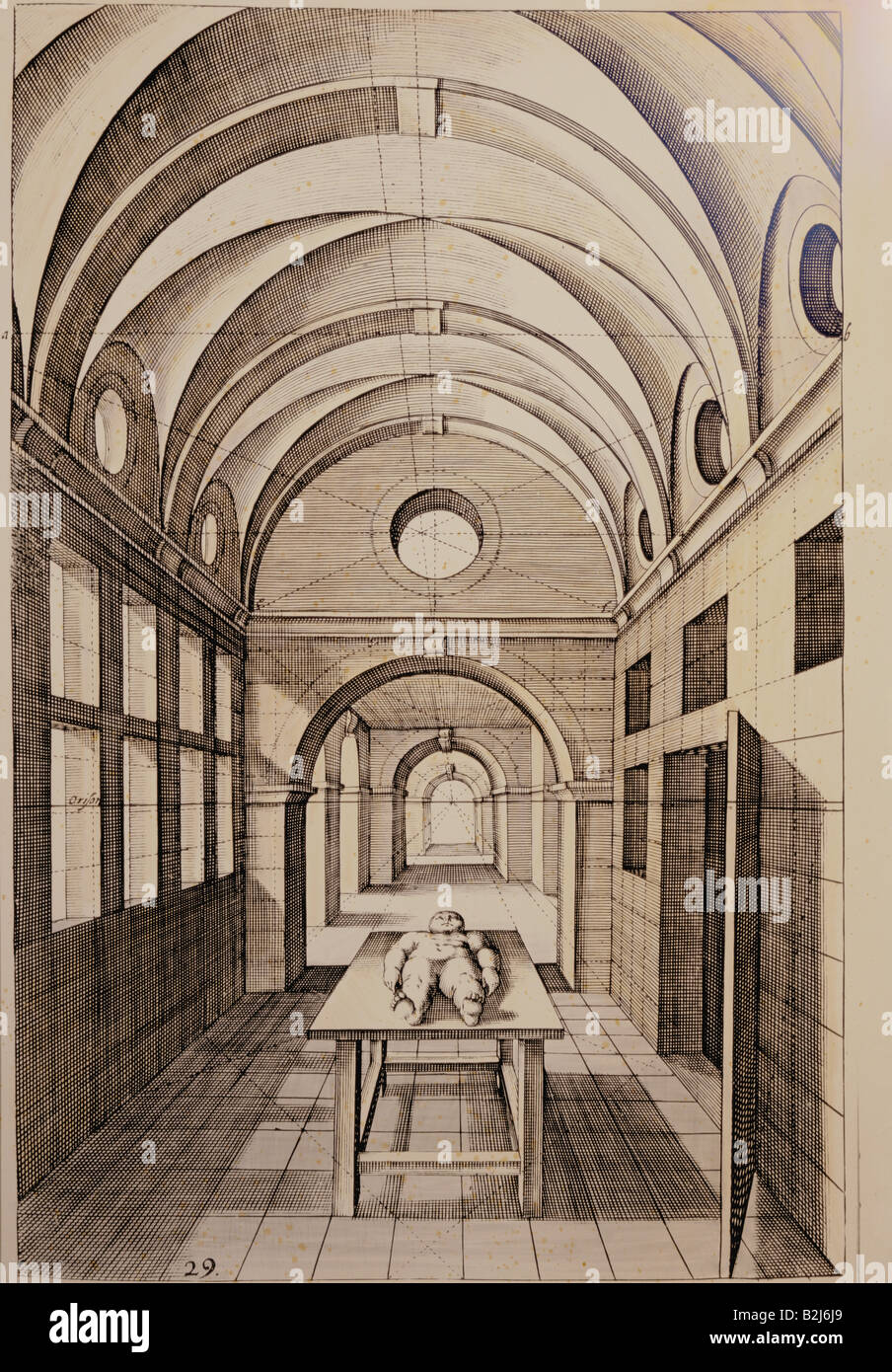 L'architecture, détails, couloir, colorted gravure sur cuivre, 'Perspectiva' par Hans Vredeman de Vries, imprimé par Hendrik Hondius, Leiden, 1604, collection privée, l'artiste n'a pas d'auteur pour être effacé Banque D'Images