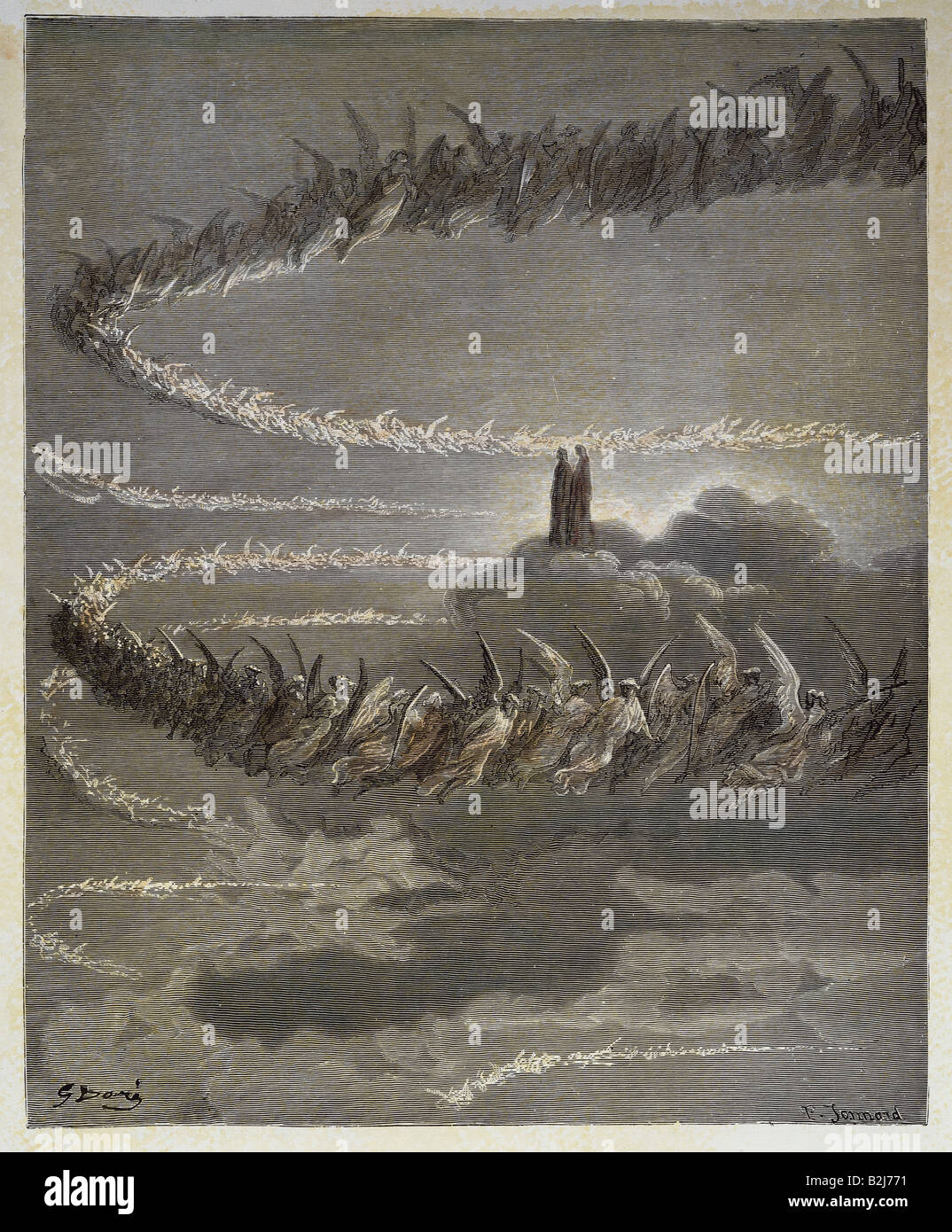 Dore, Gustave (1832 - 1883), de l'illustration, à partir de la 'Divine Comédie', par Dante Alighieri, canto 18 : 'les sphères du ciel', gravure sur bois, couleur, 1860, collection privée, l'artiste n'a pas d'auteur pour être effacé Banque D'Images