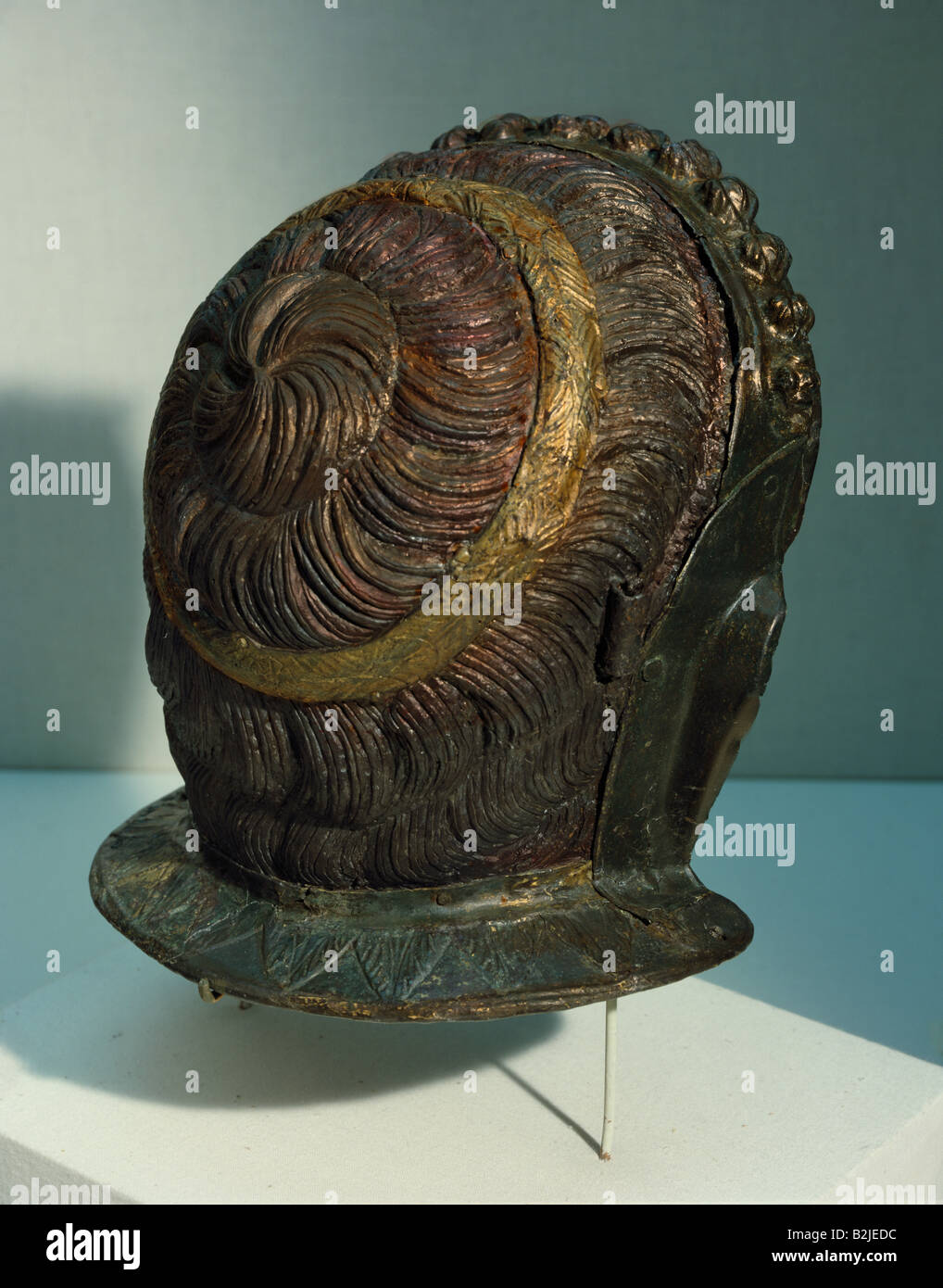 Beaux-arts, antiquité, Rome, casque, fer, bronze, hauteur 20,5 cm, 3e siècle, trouvée à Weissenburg, Allemagne, État préhistorique Collection, Munich, l'artiste n'a pas d'auteur pour être effacé Banque D'Images