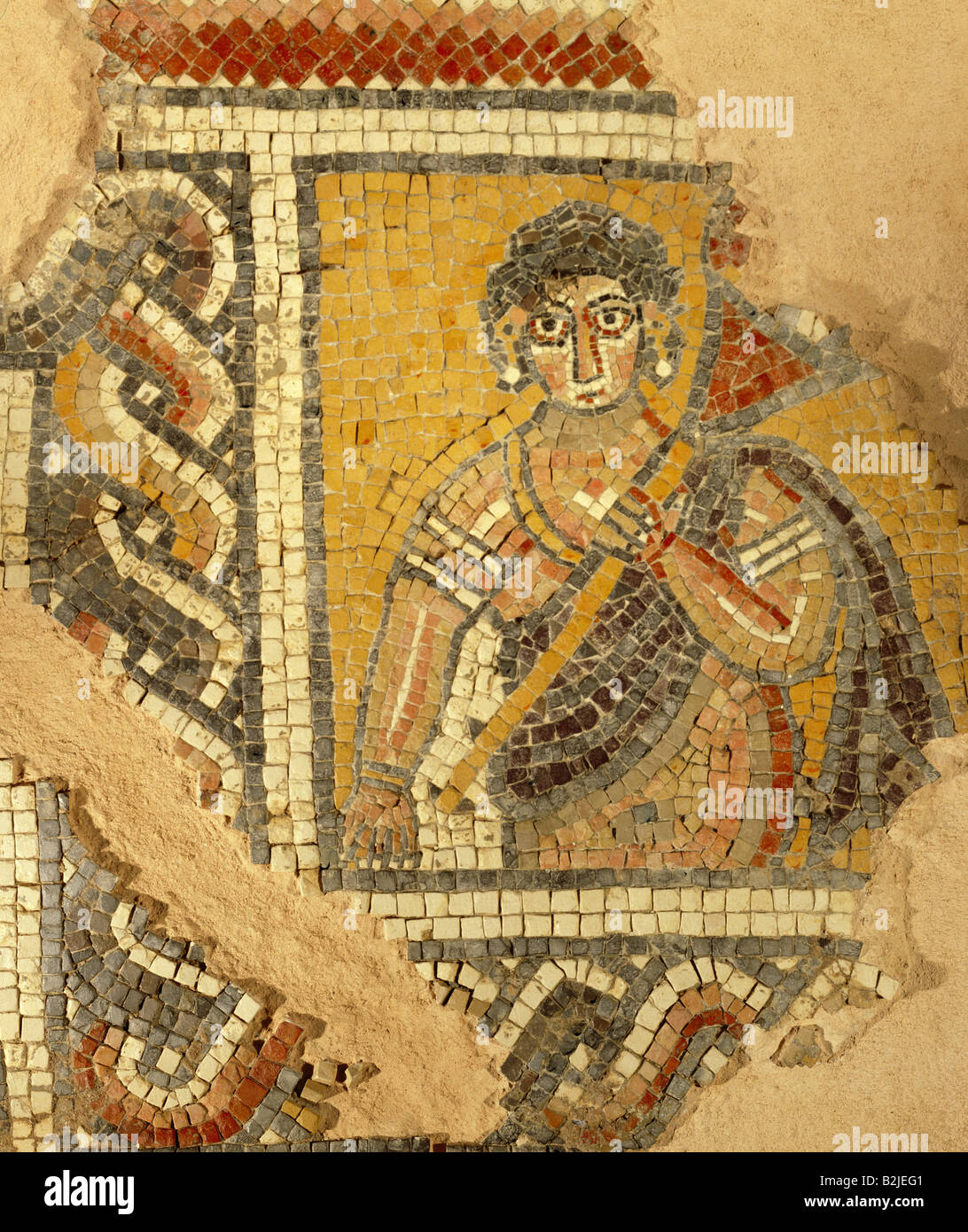 Beaux-arts, Moyen-Âge, la Jordanie, mosaïque, 'Le printemps', par Naoumas, Kyriakos et Thomas, Khirbet Al-Mukhayyat, Église de Saint George, 77 cm x 62 cm, 536, Mount Nebo-Kh Mukhayyat, al-musée de l'artiste n'a pas d'auteur pour être effacé Banque D'Images