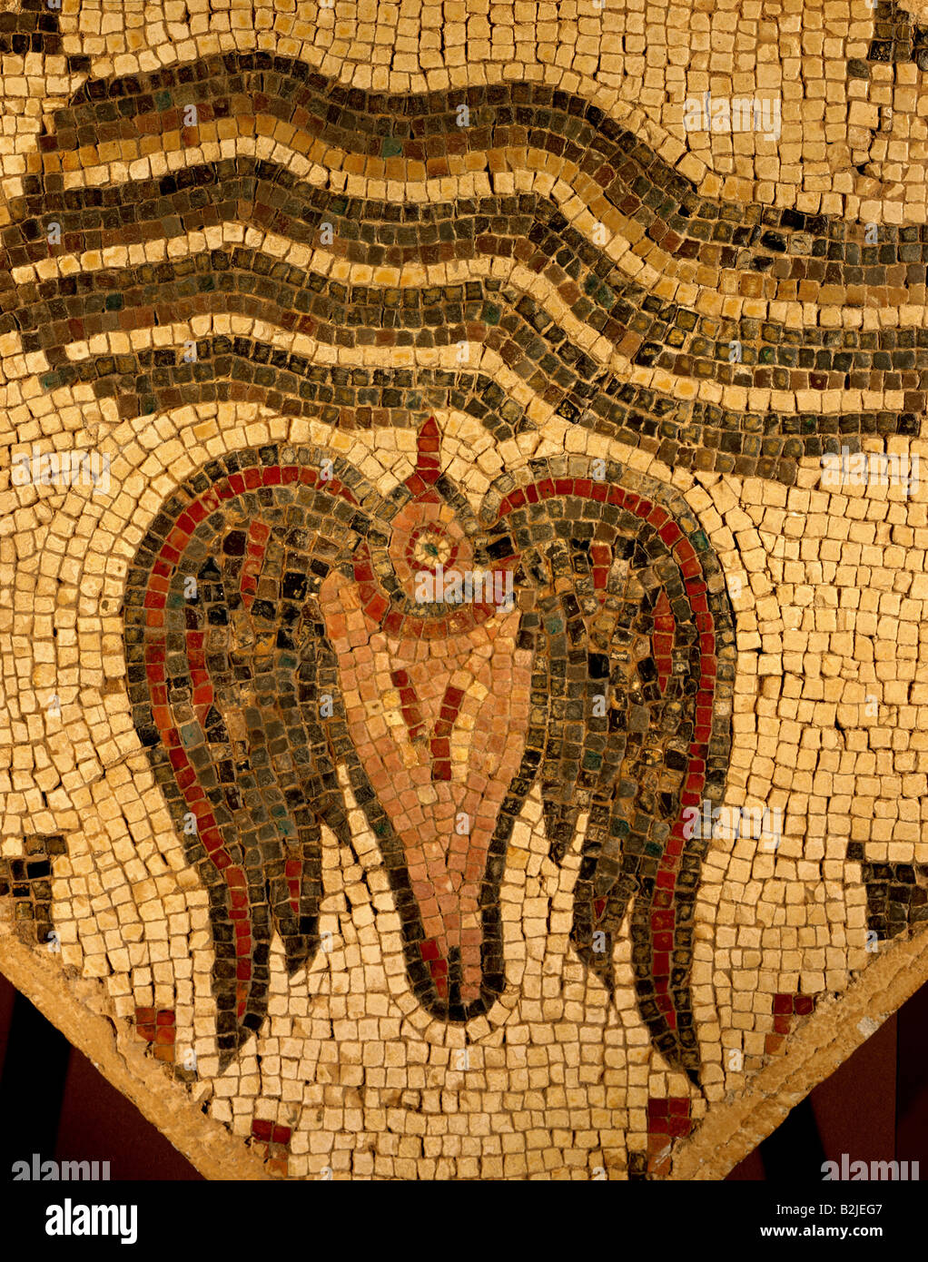 Beaux-arts, Moyen-Âge, la Jordanie, mosaïque, dove et l'eau, 70 cm x 70 cm, Madaba, Hippolyte Hall, MI 6ème siècle, Musée du Folklore de la Jordanie, Amman, l'artiste n'a pas d'auteur pour être effacé Banque D'Images