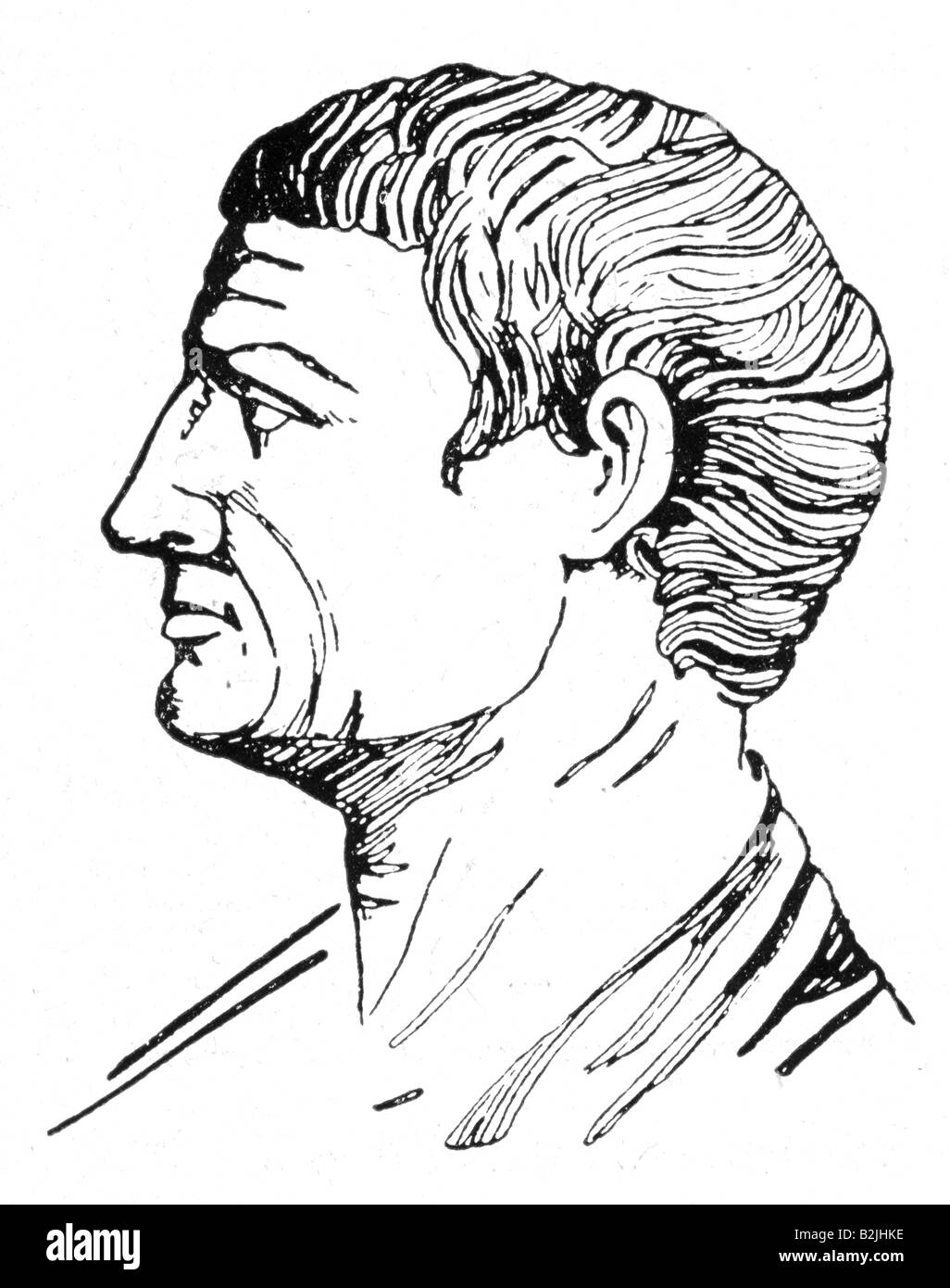 Aristote, 384 - 322 av. J.-C., philosophe grec, portrait, dessin à l'encre, face latérale, Banque D'Images