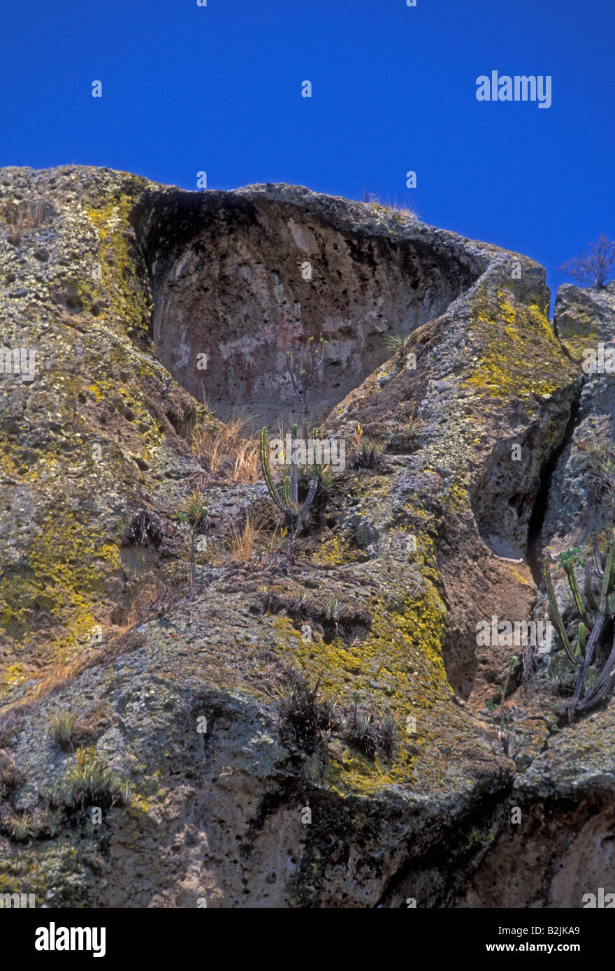 Petroglyph, des pétroglyphes, pictogramme, pictogrammes, art rock, rock, rock dessin dessins, Yagul Yagul, Zone Archéologique, l'état d'Oaxaca, Mexique Banque D'Images