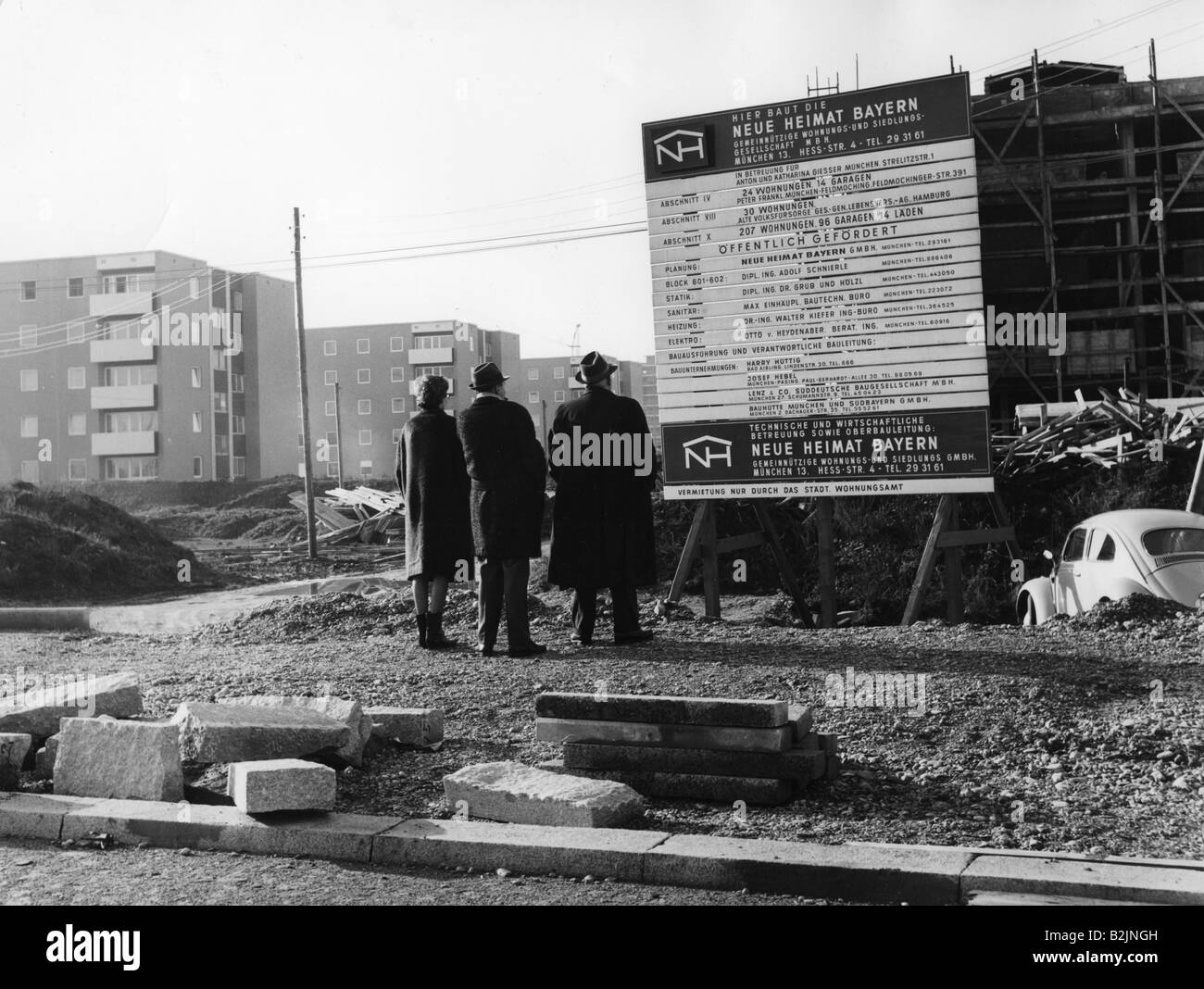 Architecture, construction de maisons subventionnées, Munich, années 60, Banque D'Images