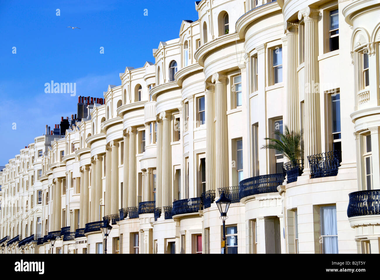 Vue sur terrasse de Régence maisons sur Brunswick Square, Brighton et Hove (Royaume-Uni) Banque D'Images