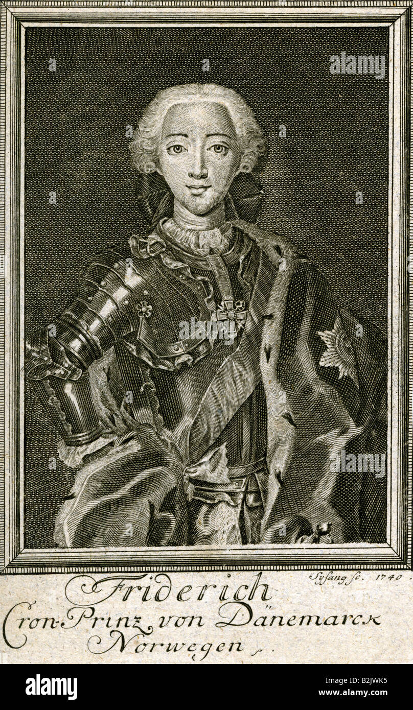 Frédéric V, 31.3.1723 - 14.1.1766, Roi du Danemark et de la Norvège 1746 - 1766, demi-longueur, gravure sur cuivre, par Johann Christoph Sysang (1703 - 1757), Allemagne, 1740, l'artiste n'a pas d'auteur pour être effacé Banque D'Images