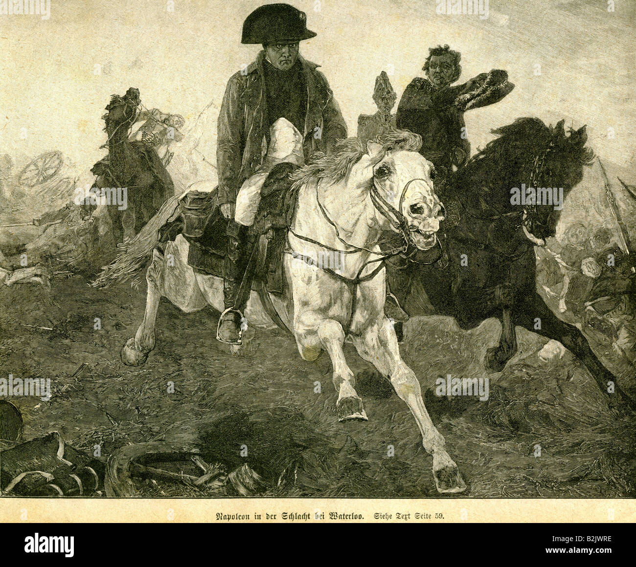 Napoléon Ier, 15.8.1769 - 5.5. 1821, l'empereur des Français 2.12.1804 - 22.6.1815, pleine longueur, à cheval, gravure sur acier, Allemagne, 19e siècle, l'artiste n'a pas d'auteur pour être effacé Banque D'Images