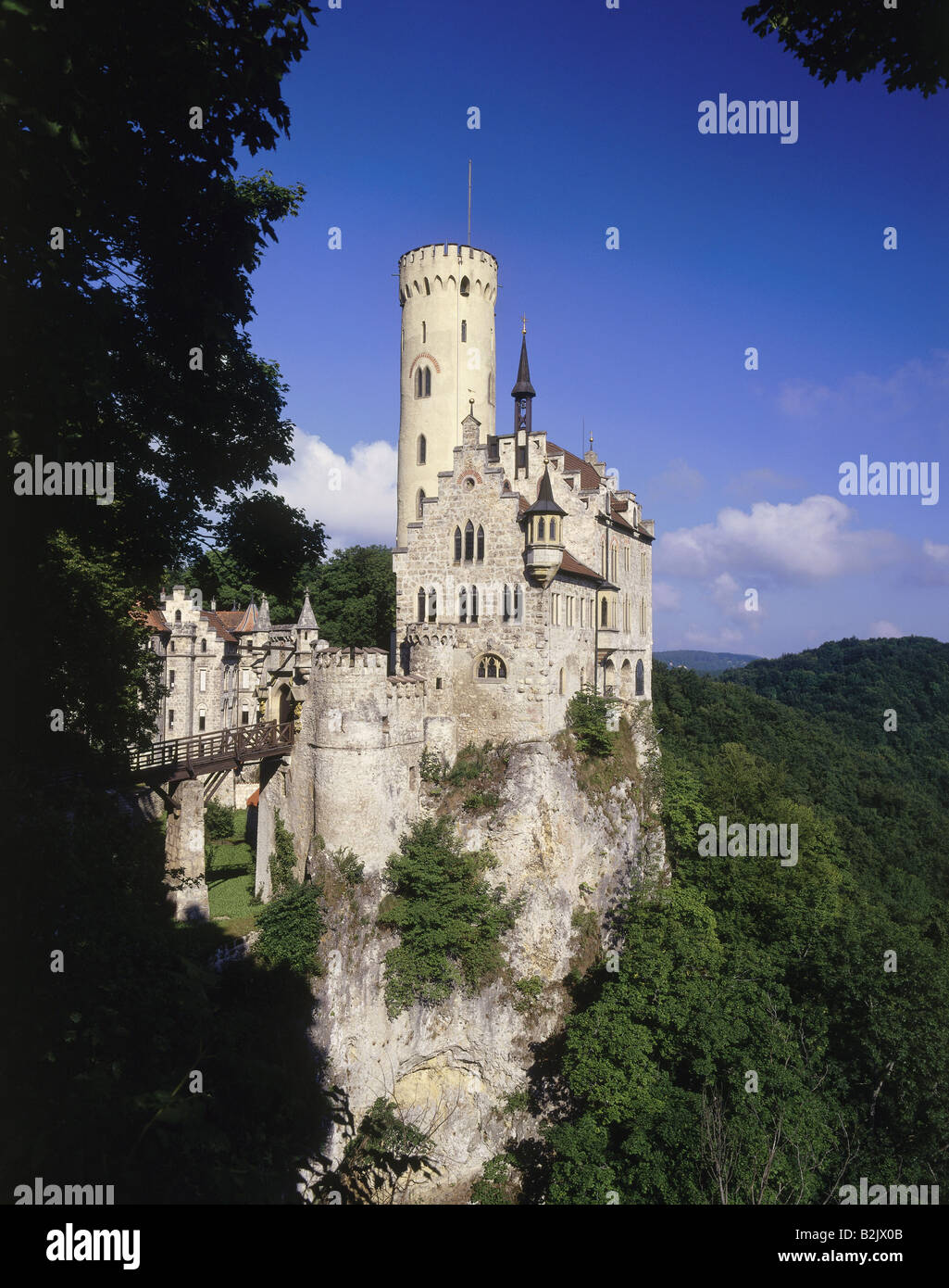 Architecture, châteaux, Allemagne, Château de Lichtenstein, construction : 1840 - 1842 Plan d'après par Carl Alexander, Heideloffs Additional-Rights, vue extérieure-Clearance-Info-Not-Available Banque D'Images