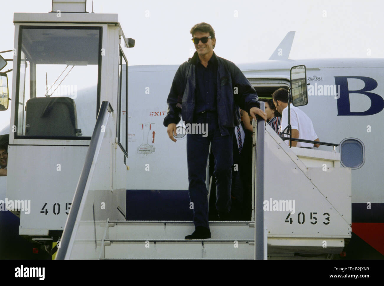 Swayze, Patrick, 18.8.1952 - 14.9.2009, acteur américain, arrivée à l'aéroport de Cologne Bonn, 25.9.1992, Banque D'Images