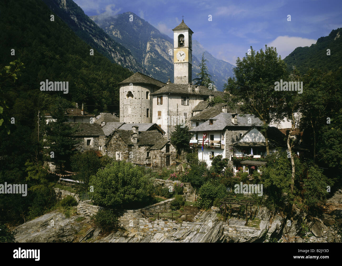 Géographie / voyages, Suisse, Tessin, Lavertezzo, églises, l'église de Additional-Rights Clearance-Info-Lavertezzo,-Not-Available Banque D'Images