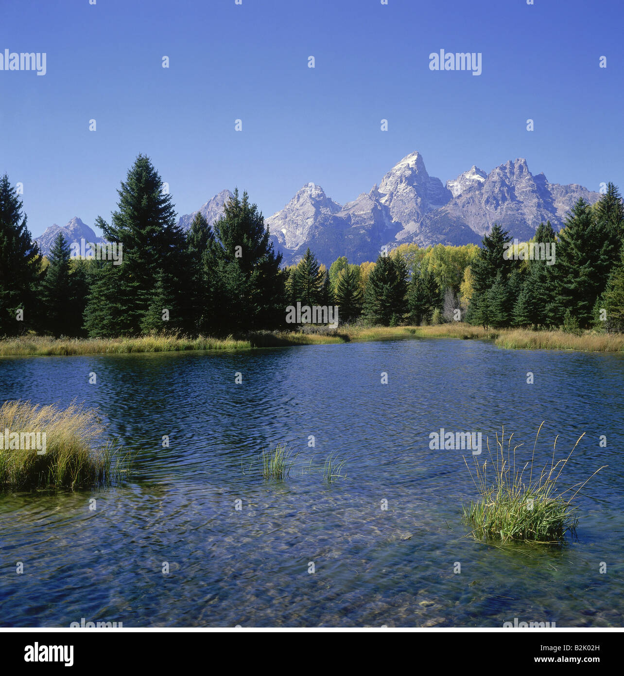 Géographie / voyages, USA, Wyoming, paysages, Grand Teton National Park, la rivière Snake, atterrissage Schwabacher et Grand Teton, Additional-Rights Clearance-Info-Gamme-Not-Available Banque D'Images