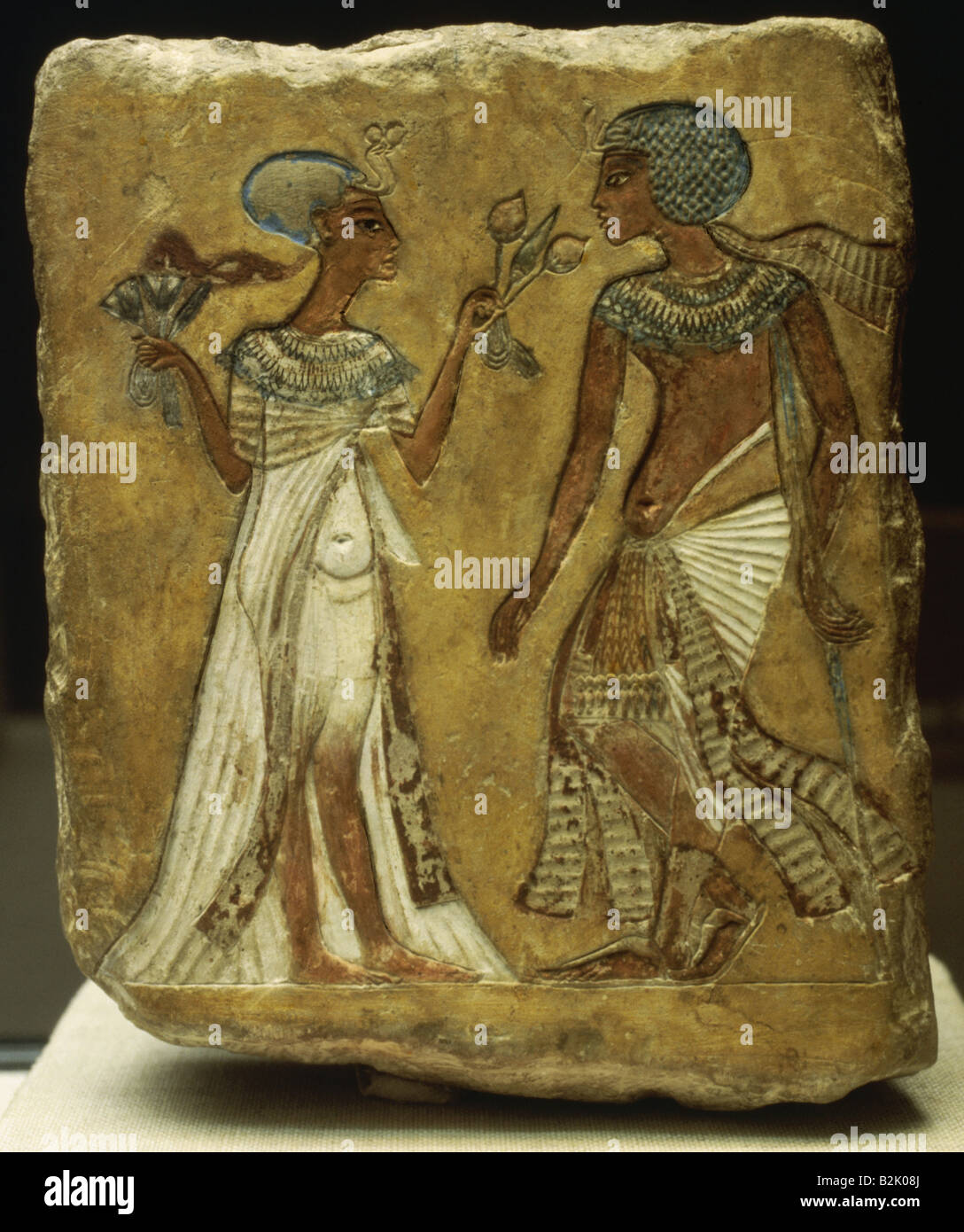 Beaux-arts, antiquité, l'Egypte, de secours, de la randonnée dans un jardin, Période Amarnienne, vers 1355 - 1320 avant J.-C., 18e dynastie, Musée Égyptien, Berlin, , n'a pas d'auteur de l'artiste pour être effacé Banque D'Images