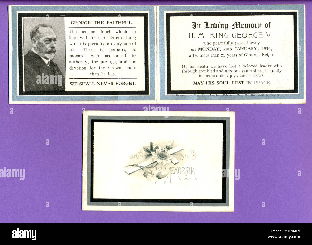 Carte de deuil pour George V 1936 Banque D'Images
