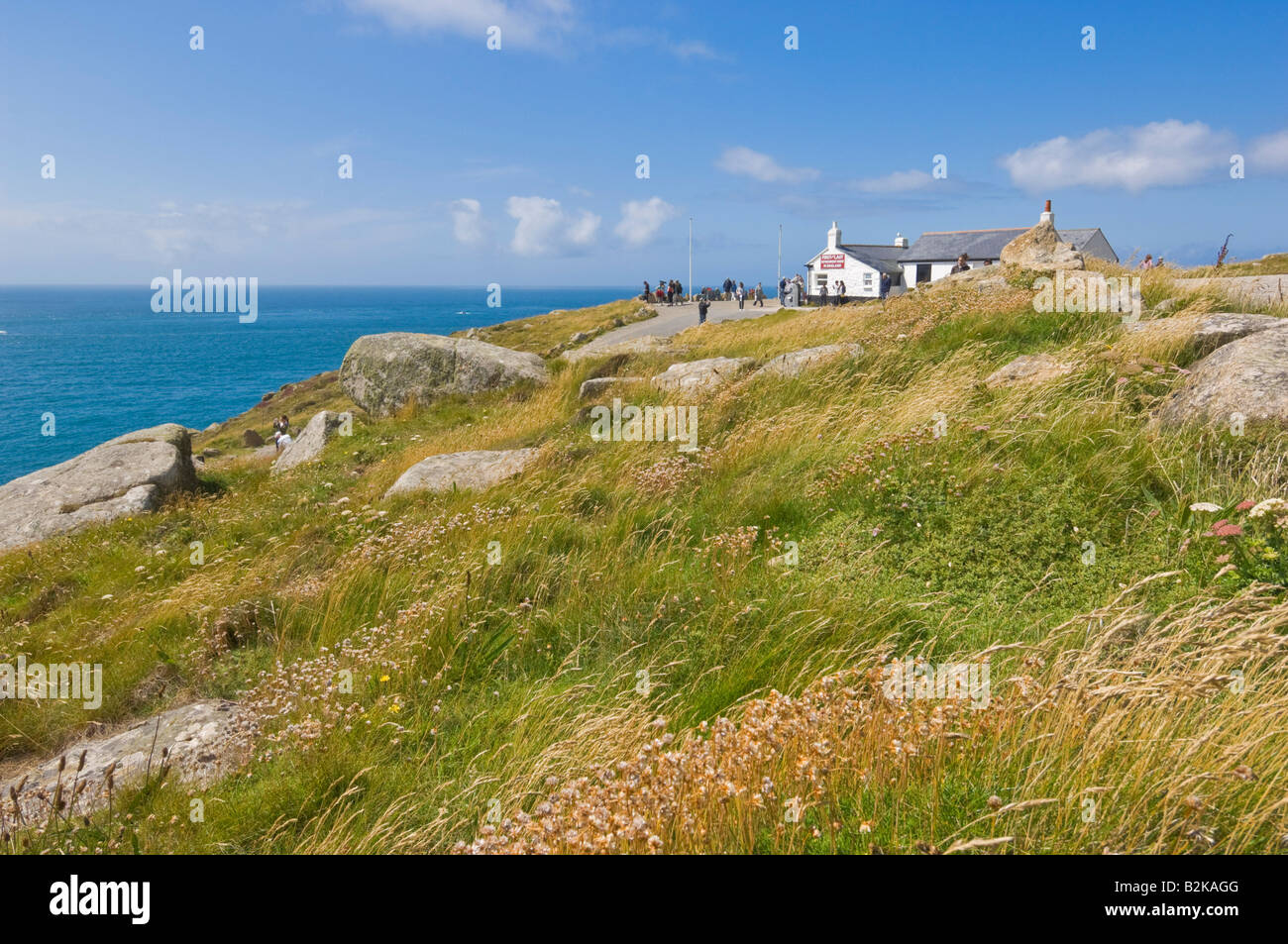 La première et la dernière maison de rafraîchissement en Angleterre à Lands End Cornwall England UK GB EU Europe Banque D'Images