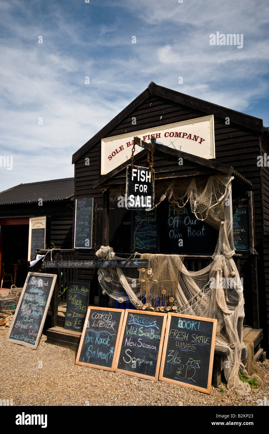 Un bâtiment en bois à la vente du poisson à Southwold dans le Suffolk. Banque D'Images