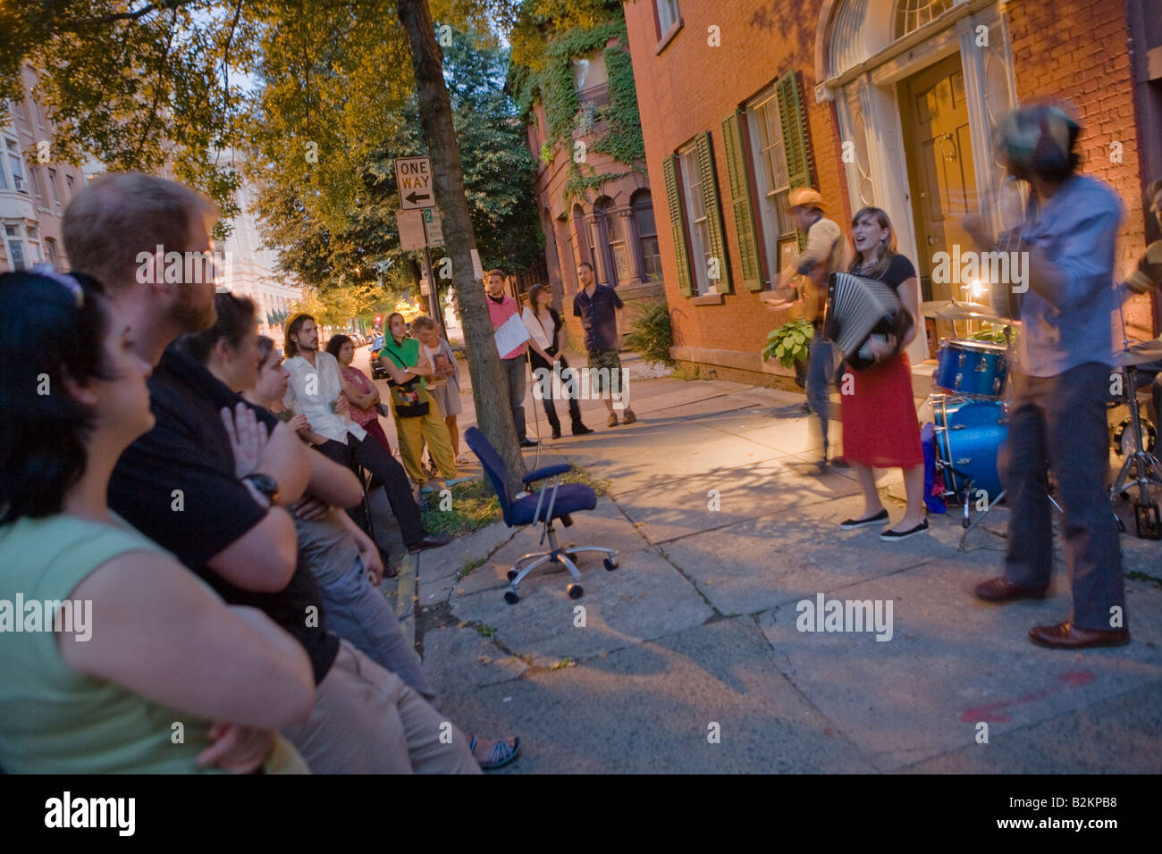 Musiciens de rue à Troie Night Out Troy New York State Banque D'Images