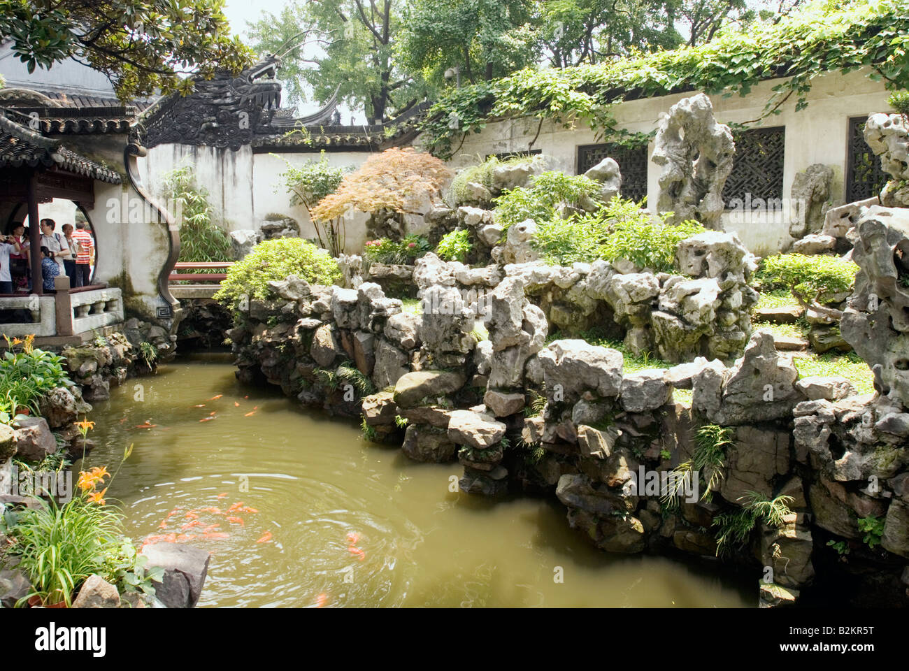 La Chine, Shanghai, Yu Yuan Garden Banque D'Images